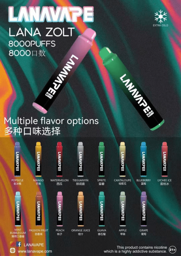 LANA ZOLT拋棄式🪄8000口一次性 (可充電)